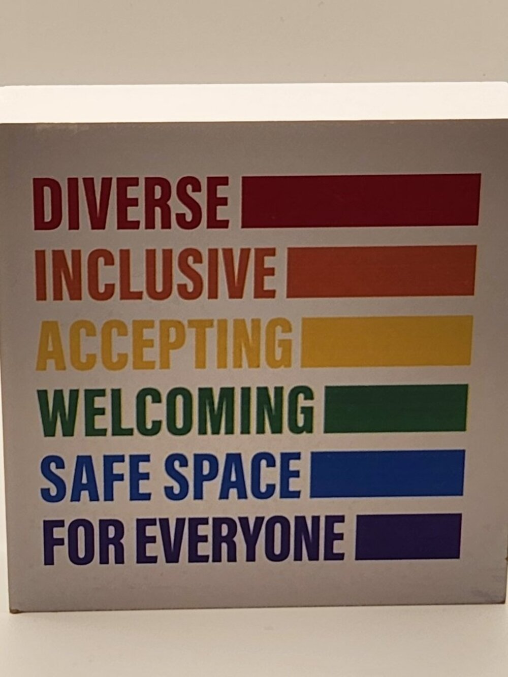 Wooden sign Diverse Accepting Safe Space LGBTQ+ Neuro diverse NEW